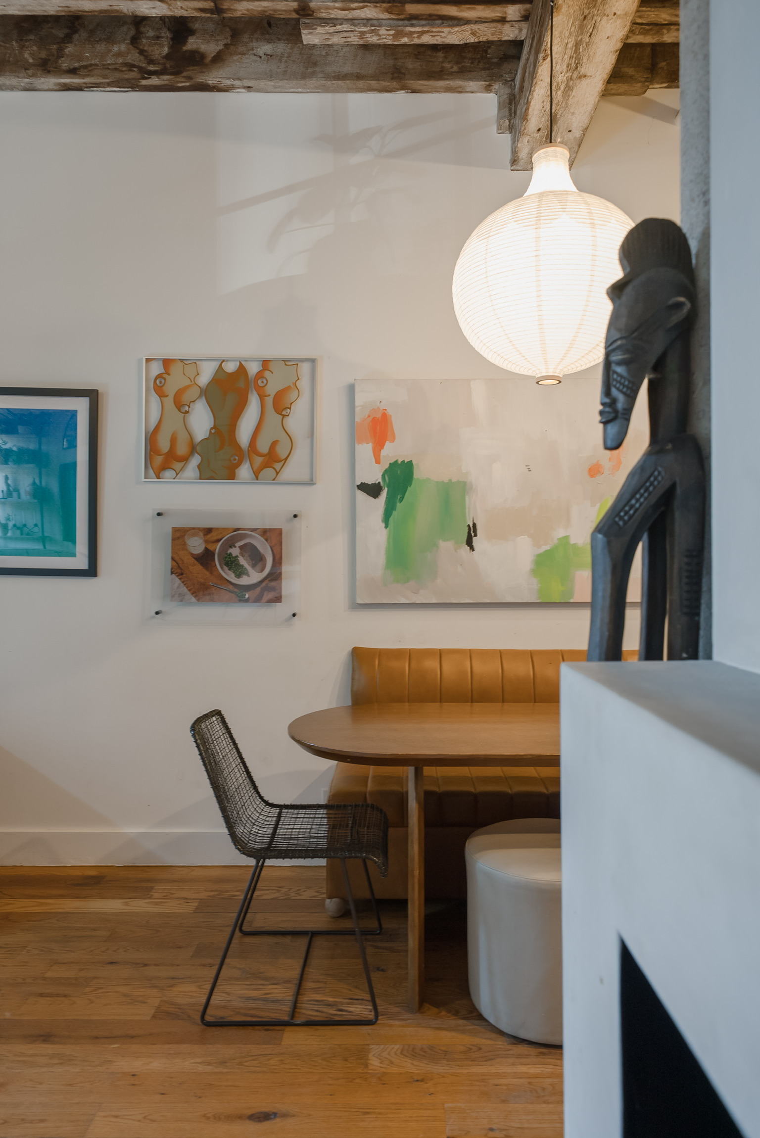 Brooklyn loft dining nook with banquette
