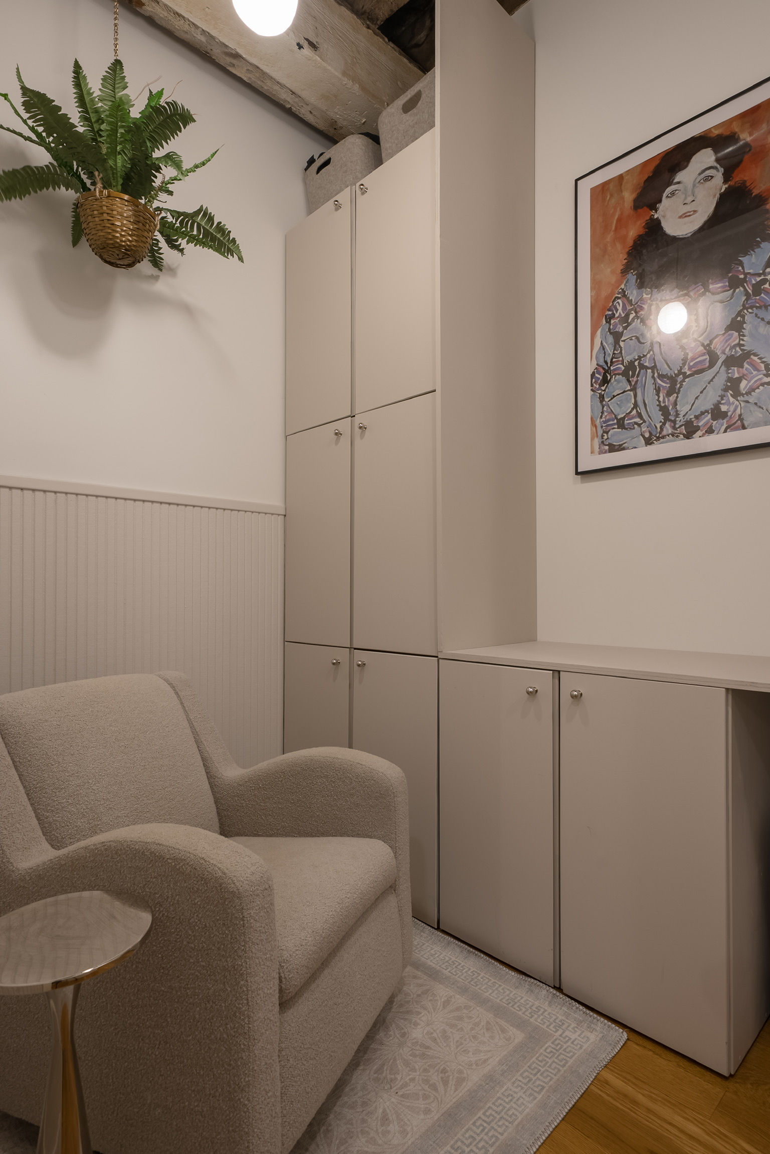 Brooklyn loft nursery chair and storage