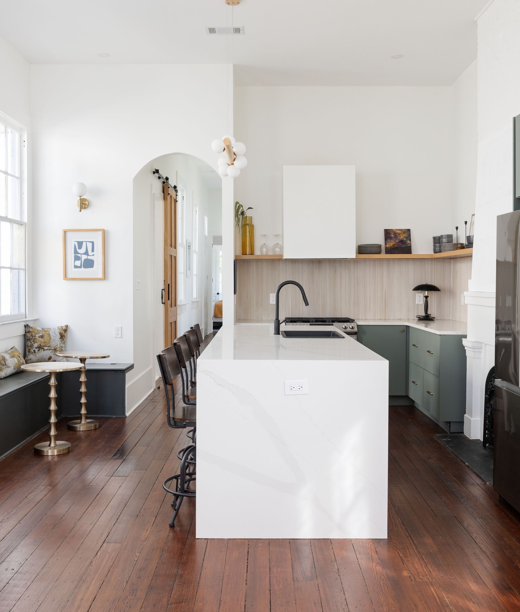 Kitchen in a Garden District, New Orleans home designed by Rooney